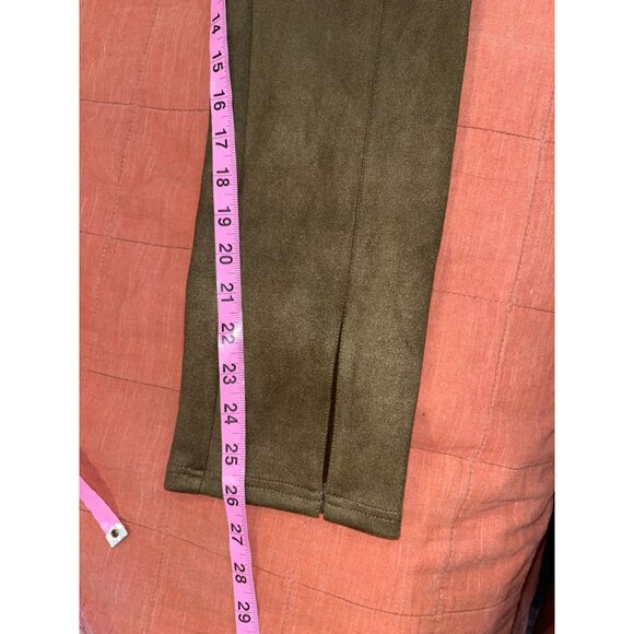 Avenues Filles Olive Green High-Waisted Pull-On  Suede Pants Women size M Medium - Picture 9 of 12